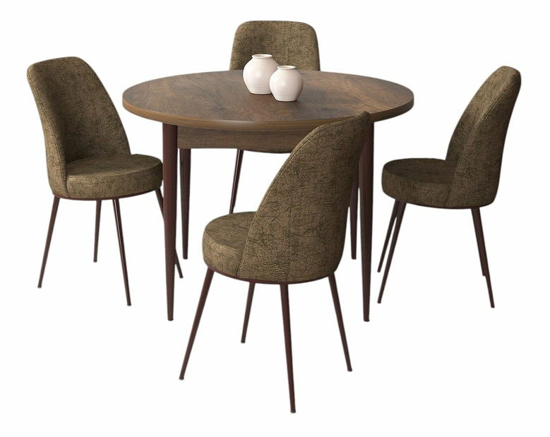 Jedálenský set Torra (orech barokový + hnedá) (pre 4 osoby)