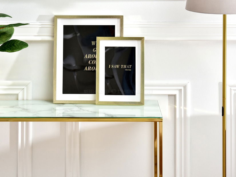 Măsuță consolă Bella Kons (alb + auriu)