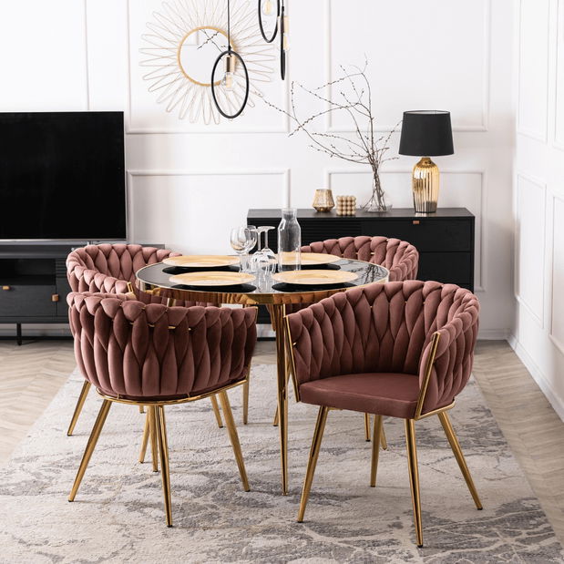 Scaun sufragerie Cappy (roz + auriu) 