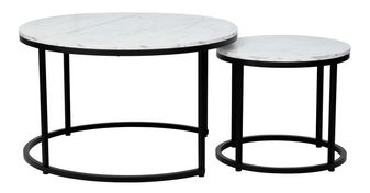 Set 2 buc măsuțe de cafea Cayera (alb + negru)