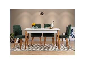 Set mobilier sufragerie Bimuvo 5 (pin atlantic + alb + verde) (pentru 4 persoane)