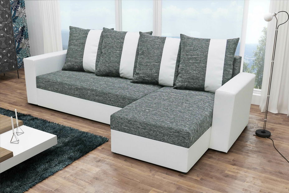 Rohová sedačka Porter (melírovaná sivá + biela) (P)
