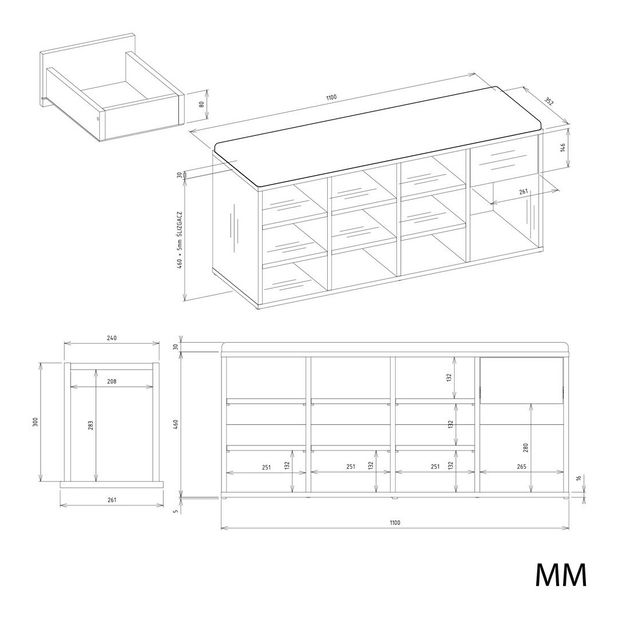Ormarić za obuću Telos 1 (hrast artisan)