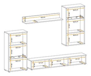 Mobilier living Wowza (hikora jackson + negru (cu iluminat LED)