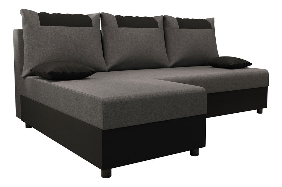 Rohová sedacia súprava Stellar L (tmavosivá + čierna) (L)