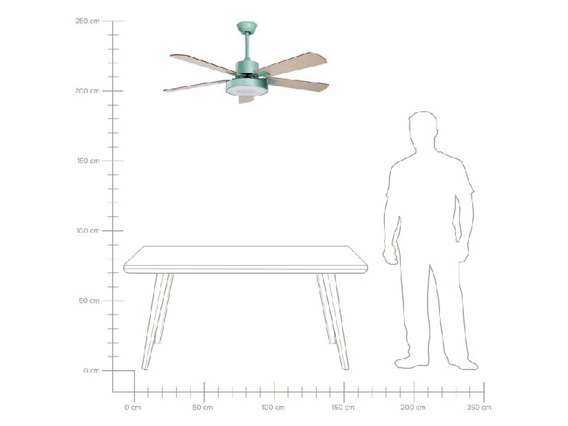 Mennyezeti ventilátor lámpával Helix (zöld)