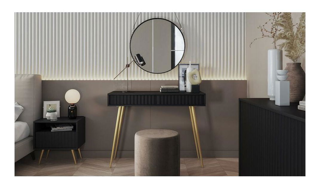 Fésülködőasztal Biel B4 (fekete + arany)