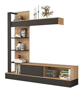 Mobilier living GELUHA (stejar riviera + negru)