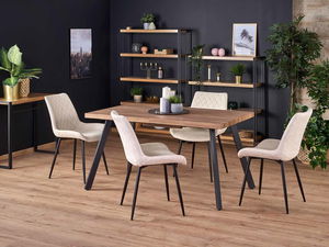 Masă de sufragerie extensibilă 160-220 cm Berig (nuc + negru) (pentru 6 8 persoane)