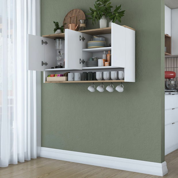 Dulap superior de bucătărie Jeano (nuc + alb)