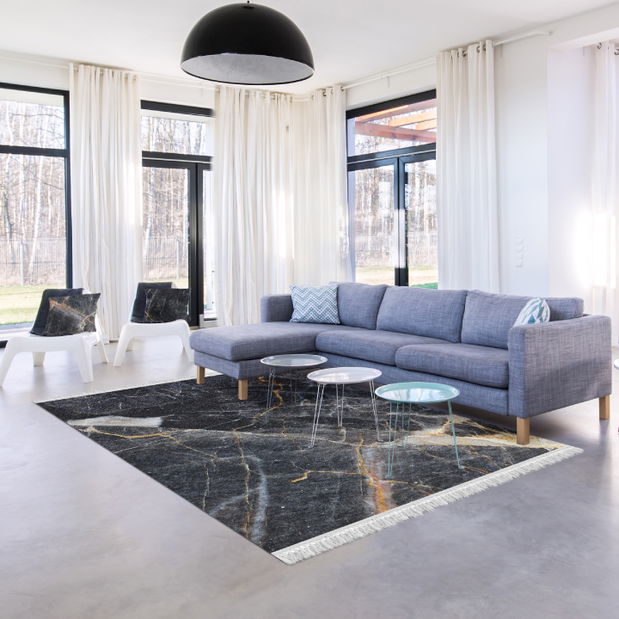 Covor 160x230 Roven Typ 1 (marmură neagră)