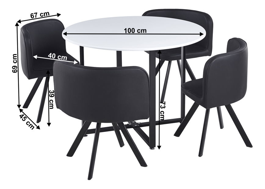 Étkező szett 4+1 Babeth (fehér + fekete)