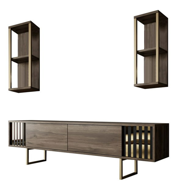 Zostava nábytku do obývacej izby Chromatic (Orech + Čierna)