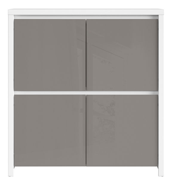 Szekrény Kasey KOM4D (fehér + fényes szürke)