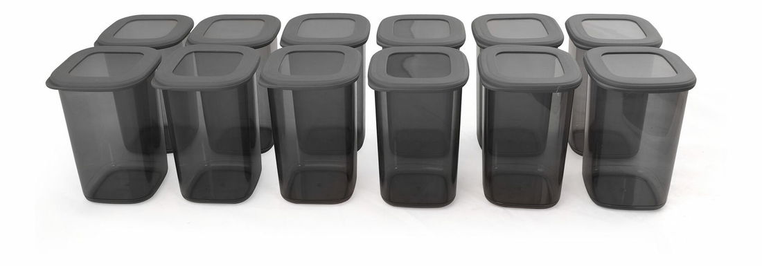 Élelmiszertároló edénykészlet (12 db.) Boxy 12 (szürke)