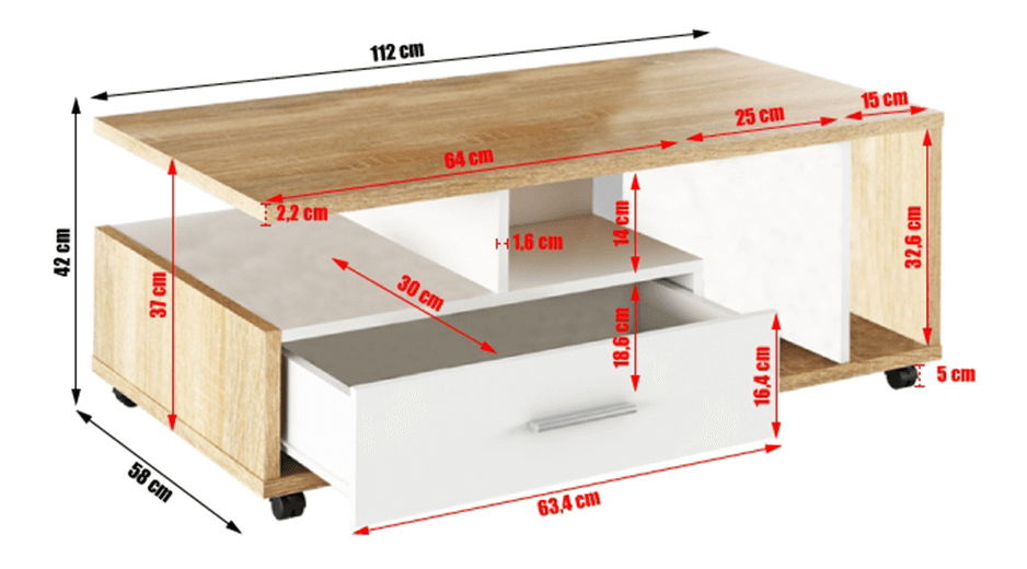 Masă de cafea Dhirius (stejar sonoma)