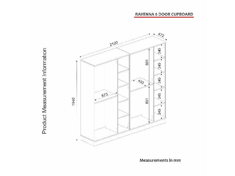 Dulap de haine Raven 6 (Alb + Auriu)