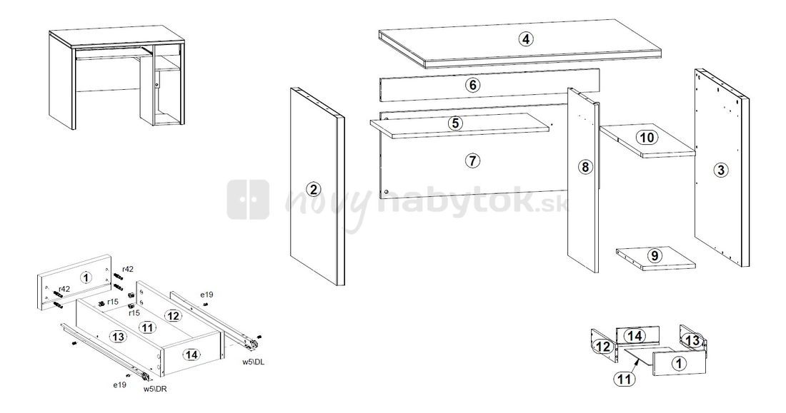 PC stolík BRW CREATIO BIU/110