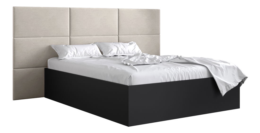 Bračni krevet s tapeciranim uzglavljem 160 cm Brittany 2 (crna mat + krem) (s podnicom)