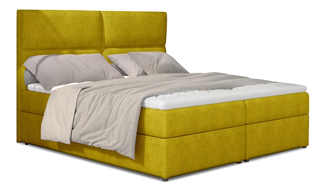 Bračni krevet Boxspring 165 cm Alyce (žuta) (s madracima)