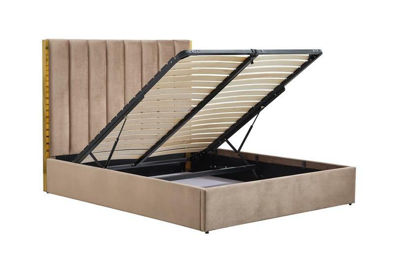 Manželská posteľ 160 cm Palazziosso (s úložným priestorom) (bez matraca) (béžová + zlatá)