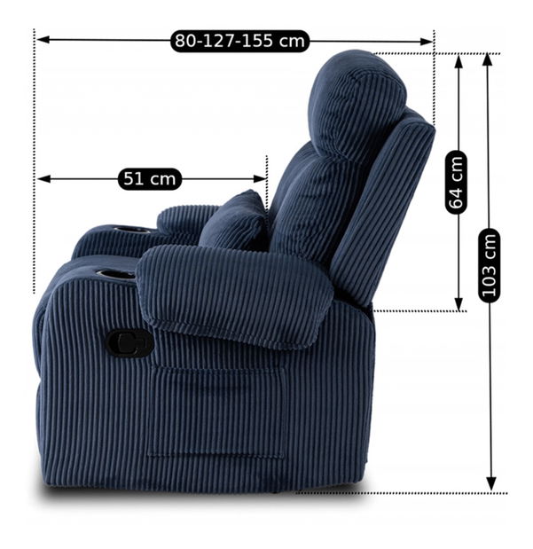 Polohovacie kreslo Trigesimo (námornícka modrá) 