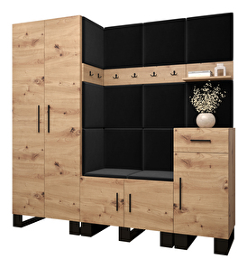 Set mobilier pentru hol Amanda 1 (Stejar artisan + Negru)