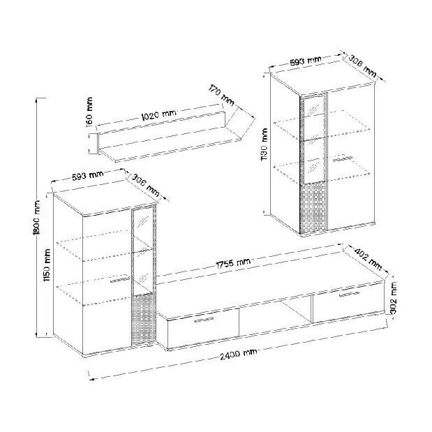 Mobilier living Saul (Stejar lefkas) (fără iluminat)