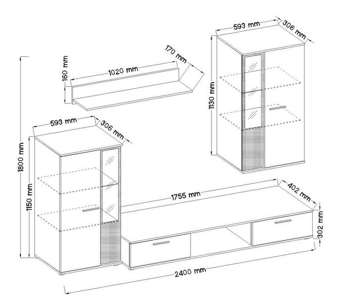 Mobilier living Saul (Stejar lefkas) (fără iluminat)