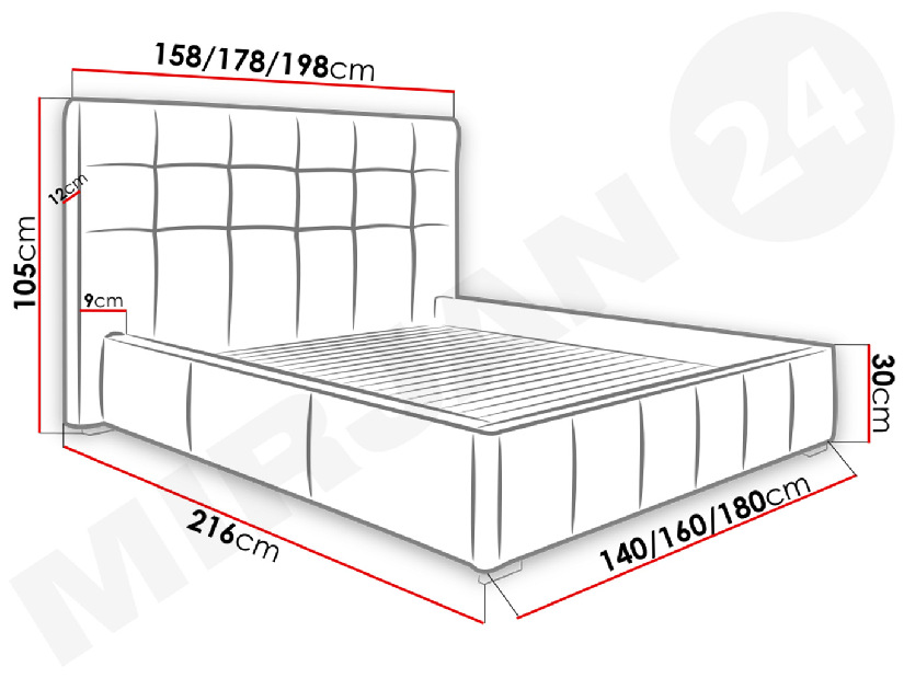 Bračni krevet 140 cm Kendrick (ekokoža Soft 020)