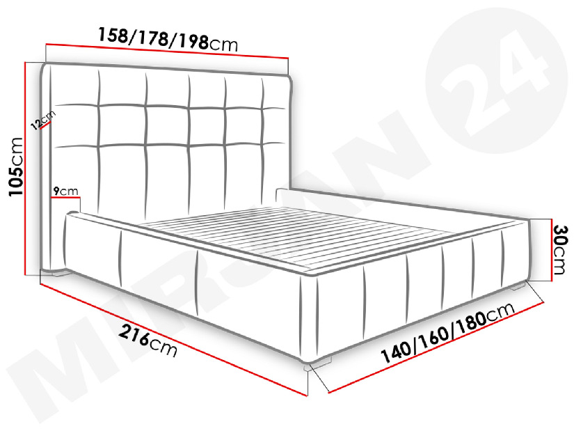 Manželská posteľ 140 cm Kendrick (ekokoža Soft 011)