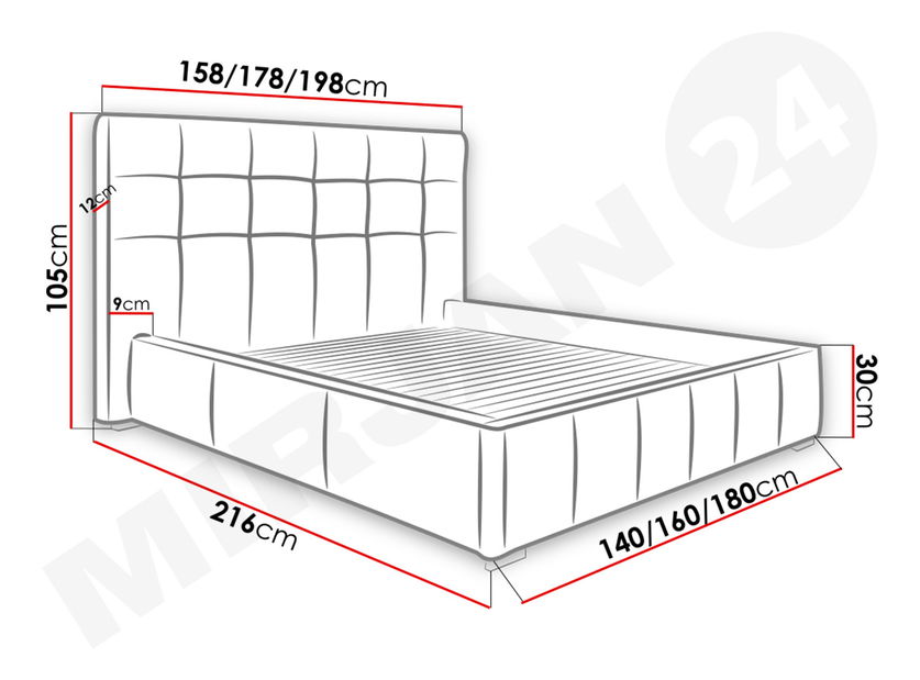 Bračni krevet 140 cm Kendrick (ekokoža Soft 020)