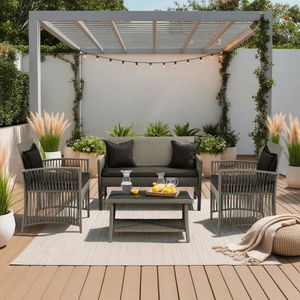 Záhradný set Frutos (béžová + sivá) (pre 4 osoby)