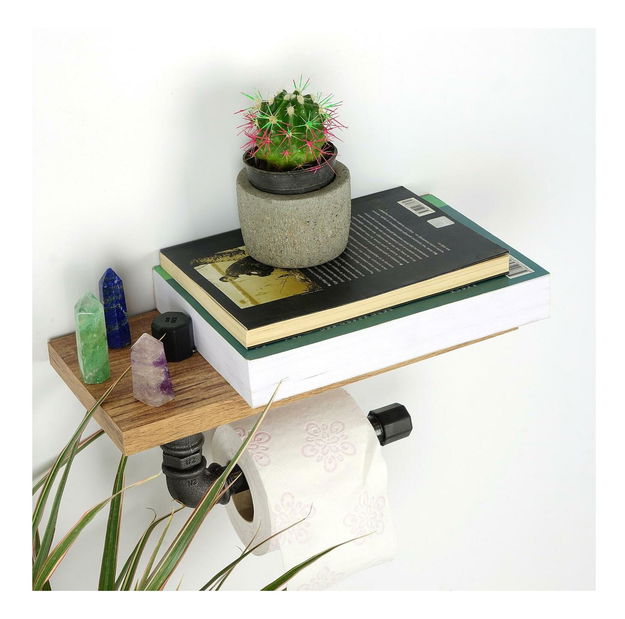 Držiak na toaletný papier Nenanu 36 (orech + čierna) 