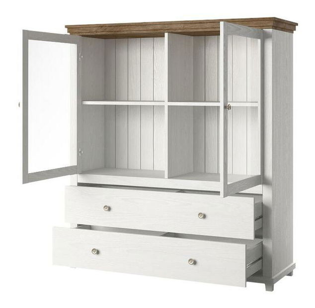 Vitrină Elvina Typ 46 (alb + stejar lefkas)