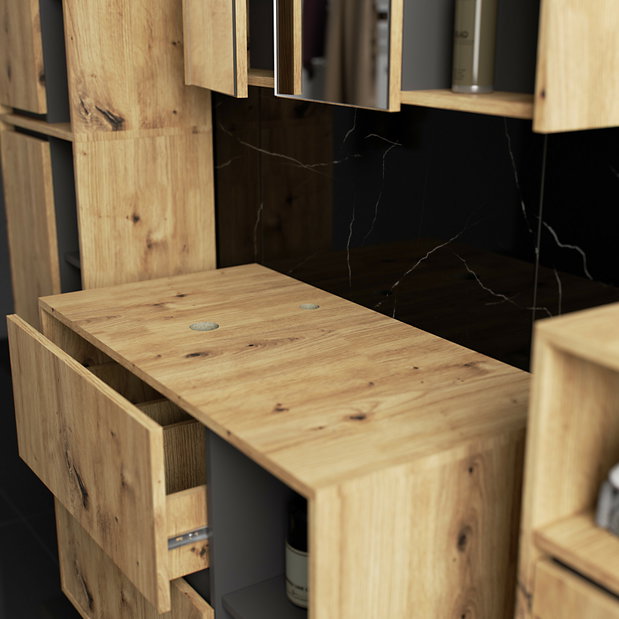 Set mobilier baie Vambos luxe (stejar artizanal + grafit)