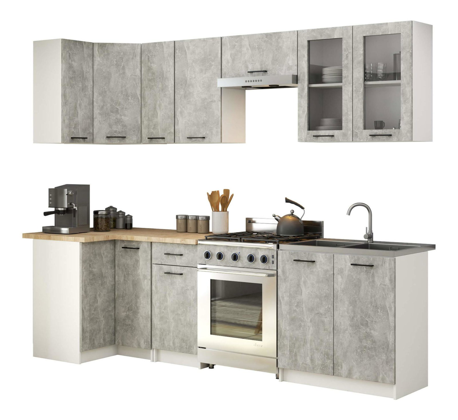Set mobilier bucătărie de colț 300 cm Ozara III C (beton)