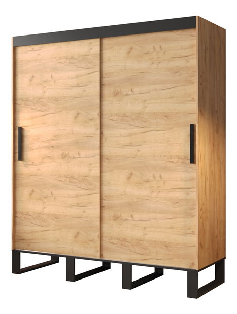 Ormar za garderobu 180 cm Lennox (hrast craft zlatni + crna)
