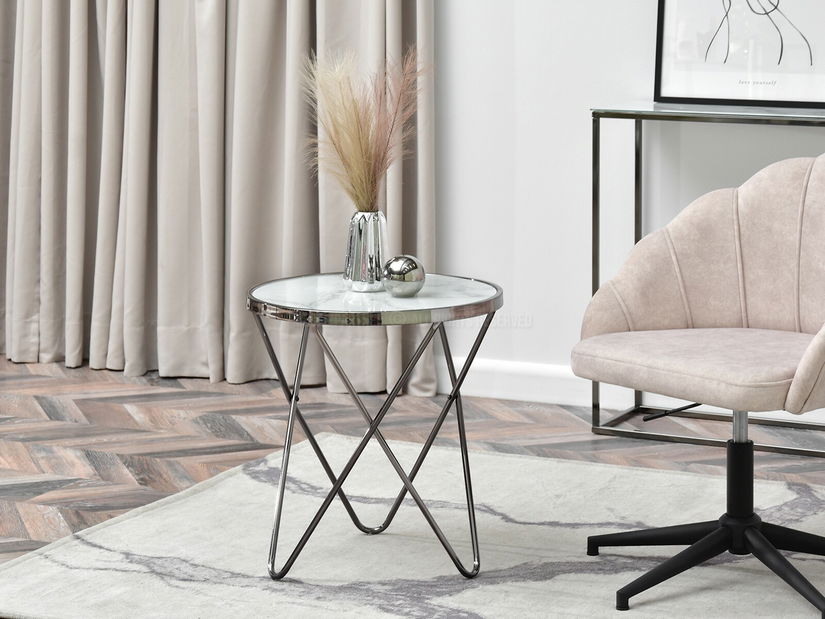 Măsuță de cafea Armin S (marmură albă + negru)