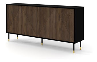 Skrinka IV 4D 180 Wenty (čierna + dub catania + zlatá)