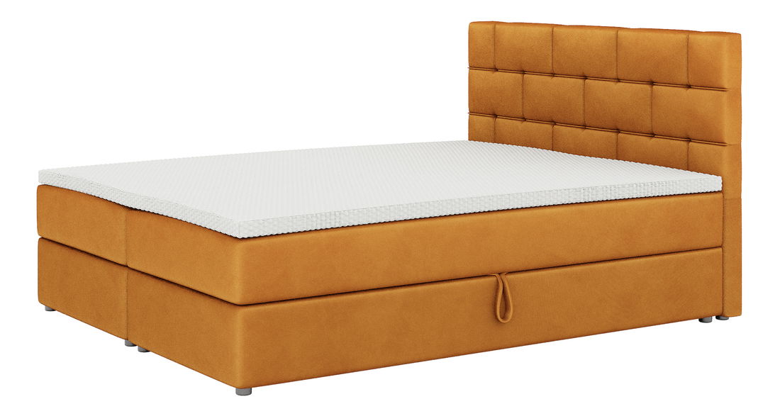 Bračni krevet Boxspring 140x200 cm Waller (s podnicom i madracem) (narančasta)