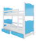Emeletes gyerekágy  180x75 cm Marryann (ágyráccsal és matraccal) (fehér + kék)