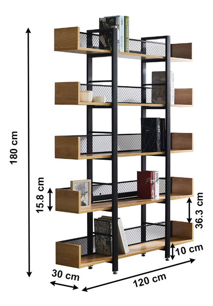 Raft Kelama Typ 2 (negru + acacia) *vânzare stoc