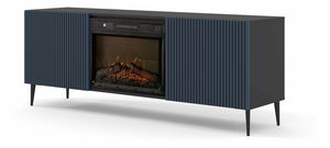 TV szekrény/asztal elektromos kandallóval FPB 2D 170 C Rowanna (fekete + sötétkék)