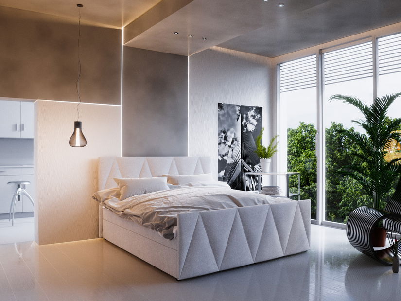 Bračni krevet Boxspring 200 cm Milagros 3 (bež) (s madracem i prostorom za odlaganje)