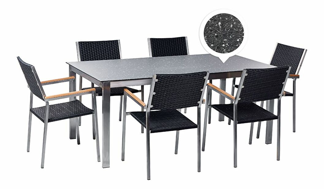 Set mobilier de grădină Cleopatra (negru ratan)