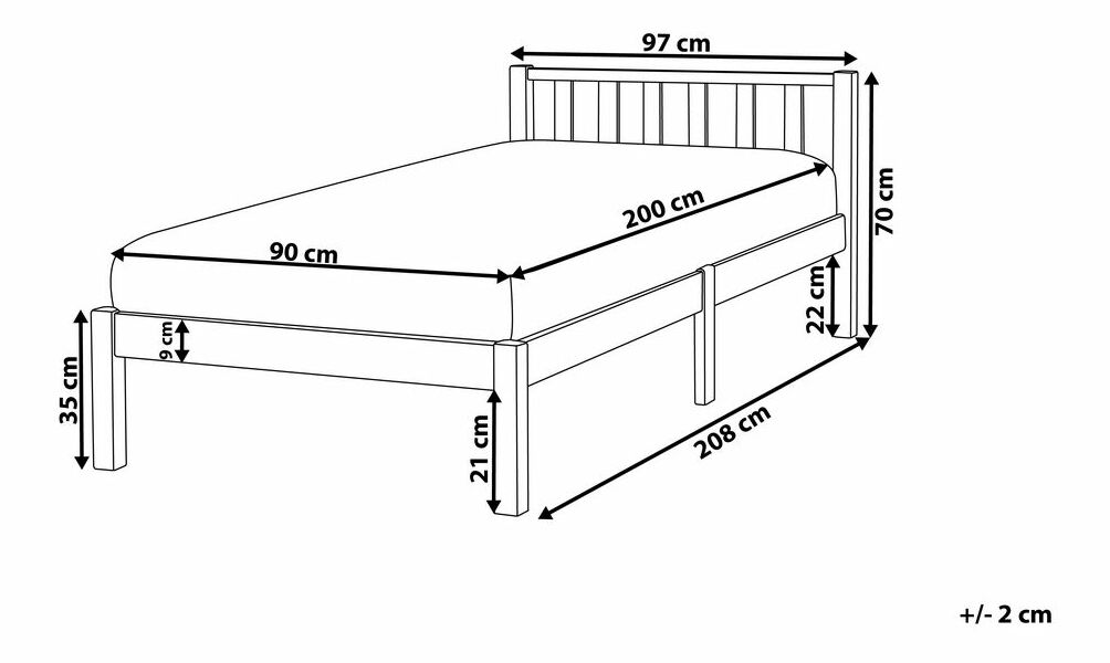 Egyszemélyes ágy 90 cm FLORAL (fehér)