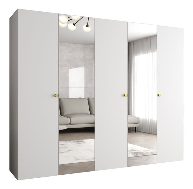 Ruhásszekrény 250 cm Parna 2 (fehér + arany)