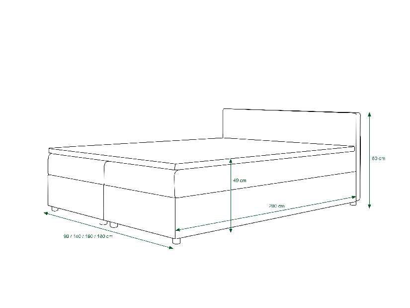 Pat matrimonial Boxspring 140 cm Linda Comfort (Motiv + maro deschis) (cu saltea și sp. depozitare)