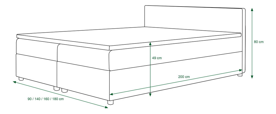 Franciaágy Boxspring 140 cm Linda Comfort (minta + lila) (matraccal és tárolóhellyel)